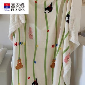 Fuanna Плед 150х200 см, молочный велюр и овечья шерсть, двухслойный утепленный