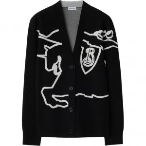Кардиган из хлопковой смеси Equestrian Knight Burberry, черный