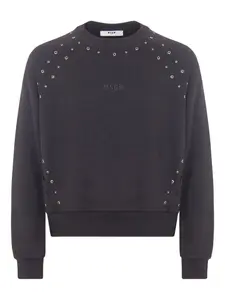Свитшот с украшением в виде золотых заклепок MSGM Kids, черный