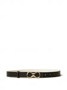 Двусторонний кожаный ремень с пряжкой-логотипом Twinset, черный