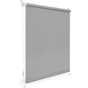 LICHTBLICK ORIGINAL рулонная штора с боковой тягой «Uni Rollo», затемнение, затемнение энергосберегающее, без сверления, натяжное, с зажимной опорой и цветным покрытием - для окон и дверей, Klemmfix, цвет grau + weiß