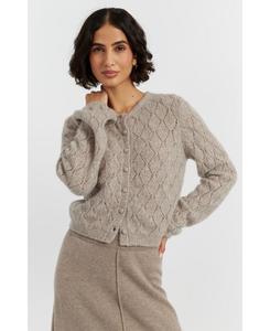 Женский кардиган из шерстяной смеси с пушистым ромбовидным узором Chinti & Parker, Warm oatmeal