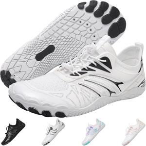 Кроссовки для походов для женщин и мужчин, кроссовки для трейлраннинга, нескользящие дышащие походные ботинки, тренировочная обувь, водные обувь с широким носком Foehiex, белый/черный