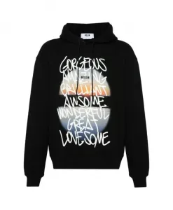 Мужские черные хлопковые худи Msgm, черный