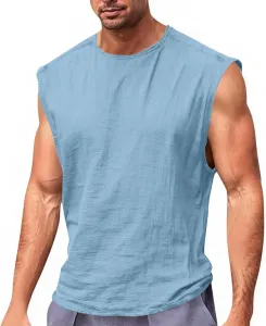 Льняной пляжный топ мужской легкий дышащий