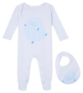 Детский комплект из хлопкового комбинезона с набивным рисунком и нагрудника Stella McCartney Kids, Celeste