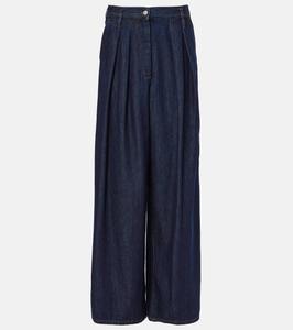 Джинсы с высокой посадкой и широкими штанинами Dries Van Noten, индиго