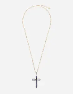 DOLCE & GABBANA Кулон-крест из 18-каратного желтого и белого золота, с синими сапфирами и бриллиантами