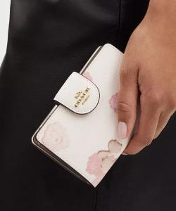 Средний кошелек на молнии с угловыми отделениями - цветочный принт