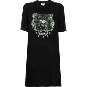 Платье Kenzo с короткими рукавами и принтом головы тигра, черный