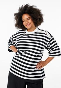 Топ Zizzi Long sleeved top, Bright Wh W Black/Black