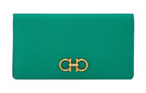 Ferragamo Ганчини большой женский бумажник из зелёной кожи
