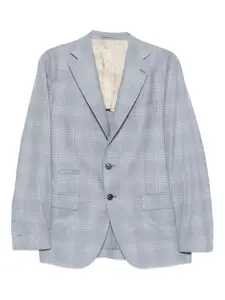 Клетчатый однобортный пиджак Eleventy, синий