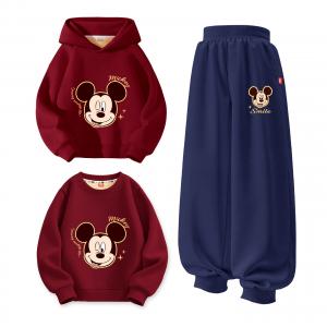 Детский костюм Tang с круглым вырезом и толстым воротником Disney, [thickened and fleece-lined]dich star бордовый+dich celebration темно-синий +dich star бордовый