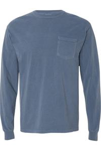 Футболка Comfort Colors Garment-Dyed Heavyweight с длинным рукавом и карманом, цвет blue jean
