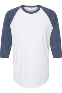 Футболка-реглан из тонкого джерси Tultex Unisex, цвет white/ heather denim