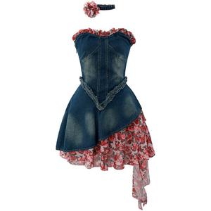 Sunsuntown Женское платье без рукавов, джинсовая ткань