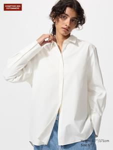 Длинная хлопковая рубашка Uniqlo, 01 off white