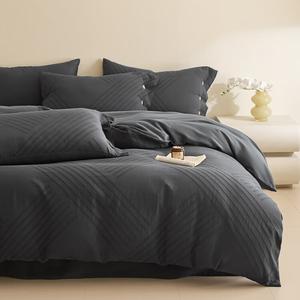 LUOLAI HOME Комплект постельного белья 4 предмета, простыня 200 см, пододеяльник 220x240 см, цвет Fulan Classical Gray