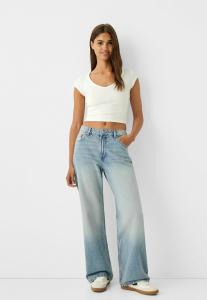 Расклешенные джинсы BAGGY Bershka, светло-голубой