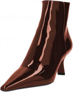 Женские закрытые ботильоны FSJ с носком, наклонным маленьким каблуком, боковой молнией, короткие ботинки из глянцевой кожи, для прогулок и нарядов, размеры 4-16 US, Brown