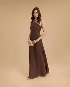 Длинное платье с запахом и открытой спиной Veneno en la piel, коричневый