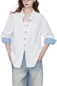 Женская блузка с полосками и длинными рукавами