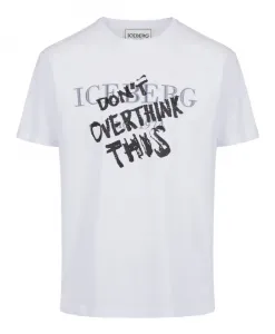 Классическая белая футболка из хлопкового трикотажа стандартного кроя. Iceberg, белый