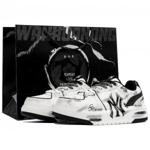 MLB Толстые кеды для скейтбординга Wan Hua Nong, Shou, Shopping Bag, износостойкие, низкие, унисекс, черный с белыми