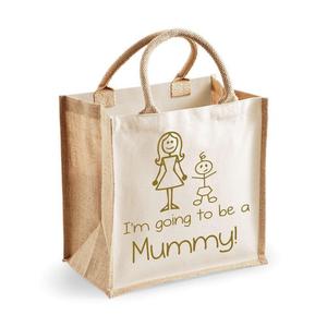 Средняя джутовая сумка I'm Going To Be A Mummy Сумка из натурального материала с золотой надписью New Mum 60 SECOND MAKEOVER, золото