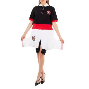 Бурберри Полосатое хлопковое реконструированное платье-поло Burberry, черный