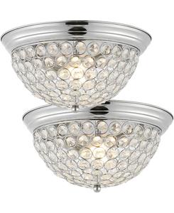 Потолочный светильник Malia 12 дюймов, 1 лампа, традиционный переходный стиль, железный, светодиодный Jonathan Y, хром