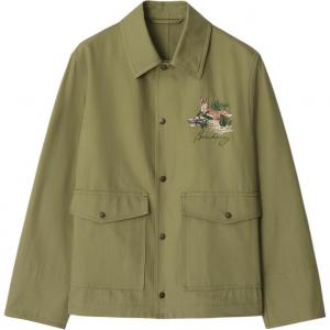 Куртка на пуговицах с вышитым логотипом Fox Burberry, оливковый