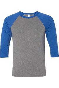 Бейсбольная футболка с рукавом три четверти BELLA + CANVAS, цвет grey/ true royal triblend