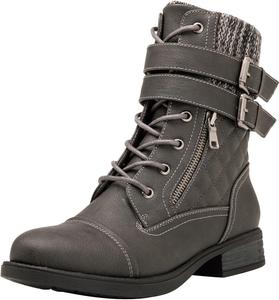 GLOBALWIN 1903 Женские модные ботильоны на низком каблуке с шнуровкой, боевые ботинки для женщин, Grau (1903)
