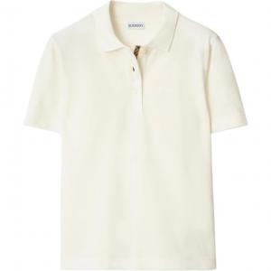 Burberry Футболка-поло женская Pink Chalk White с воротником-поло умеренного кроя