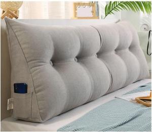 Треугольная подушка-клин для чтения размера Queen, длинная подушка для спины и изголовья кровати, съемная большая подушка, подушка для поддержки спины и поясницы размера Queen со съемным чехлом (Цвет: серебристо-серый, Размер: 2) COZMAX, Silver Gray