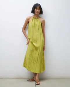 Халтер-платье без рукавов с деталями из страз и плиссированной тканью Tintoretto, цвет Kiwi