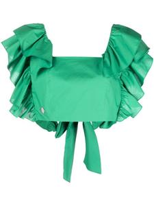 Philipp Plein укороченный топ Volant с оборками, зеленый