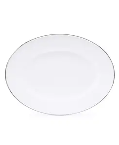 Коллекция цельнобелой эмалированной посуды, овальное блюдо 16 x 12 дюймов Golden Rabbit, white