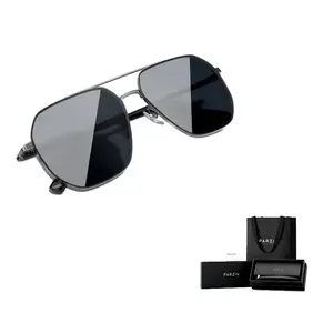 PARZIN Авиаторские солнцезащитные очки мужские, Gunmetal Frame with Black Gray Lens