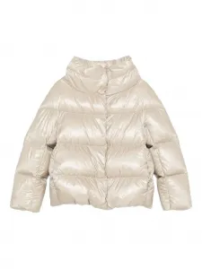 Стеганая куртка с воротником-воронкой Herno Kids, нейтральный