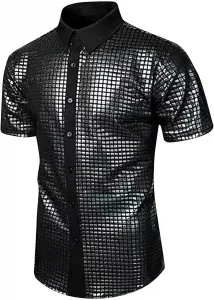 Мужская рубашка с коротким рукавом, стрейч, без складок