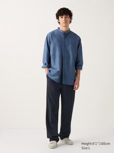 Широкие брюки со складками Uniqlo, цвет 69 синий