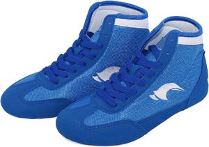 Детская обувь для борьбы, мальчики и девочки, боксерские туфли, кроссовки для фитнеса, высокие кеды, мужская обувь для тренировок по борьбе, для взрослых Generic, синий