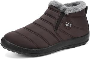 Женские зимние сапоги на снег с утеплителем, с меховой подкладкой, противоскользящие ботинки на щиколотку, водонепроницаемые, удобные и теплые обувь для улицы Hhhchpm, Brown