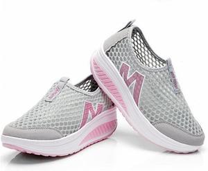 Женские кроссовки на платформе и танкетке ZBYY, дышащие, повседневные, легкие, без шнуровки, с комфортной сетчатой подошвой для спорта, 6.5-7 Grey