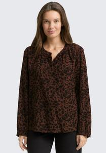 Блуза TOM TAILOR MIT LEO-PRINT, Brown Black Small Leo Print/Brown