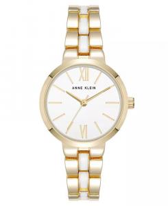 Женские кварцевые современные часы из металлического сплава с белой эмалью и золотистым оттенком, 30 мм Anne Klein, золото