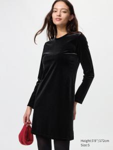 Платье из мягкого велюра Uniqlo, 09 black